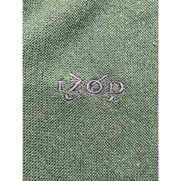 Vintage Izod 80's V-Neck Hunter Green Acrylic Long sleeve Sweater Size Large - Picture 4 of 9